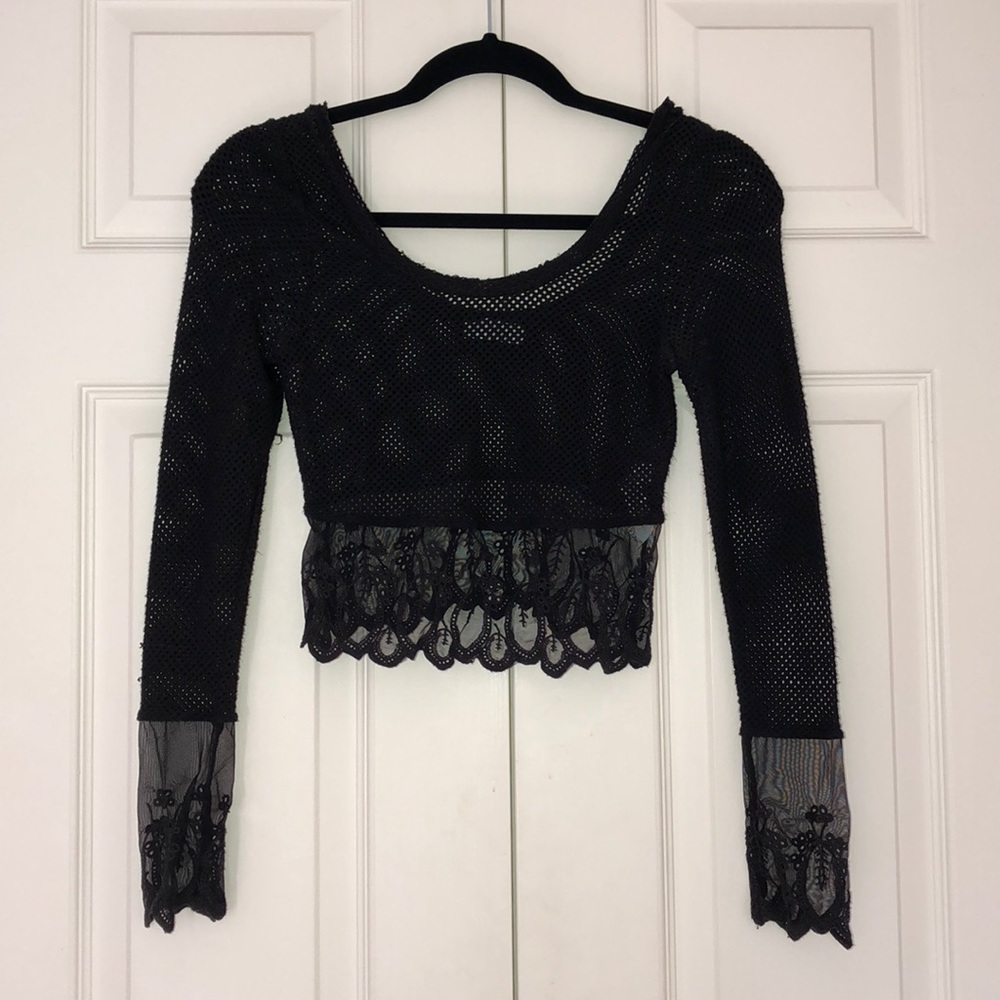 Free people Mesh long sleeve top